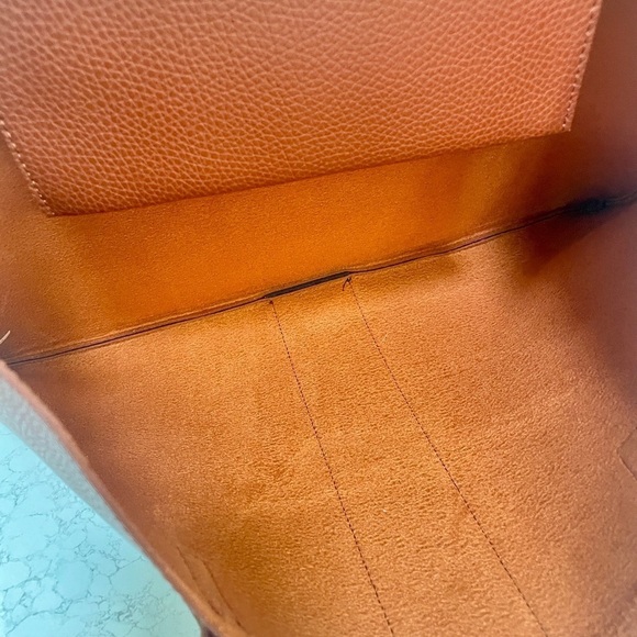 Vince Camuto Luck Vegan Leather Pebbled Brown Black Stripe Tote - Picture 5 of 8